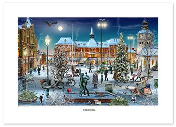 Poster Varbergs torg vinter 70 x 50 cm