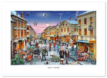 Poster Göteborg Haga Vinter 70 x 50 cm