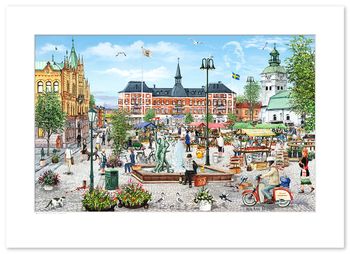 Poster Varbergs torg sommar 70 x 50 cm
