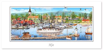 Vykort Hjo hamn