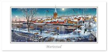 Julkort Mariestad Hamnen