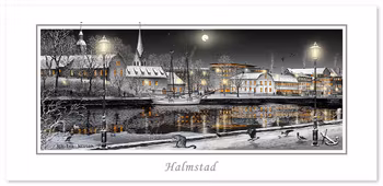 Julkort Halmstad Natt