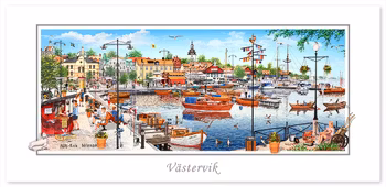 Vykort Västervik Fiskartorget