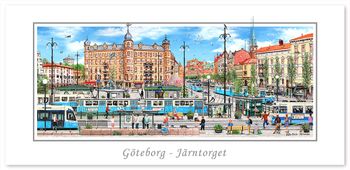 Vykort Göteborg Järntorget spårvagnar