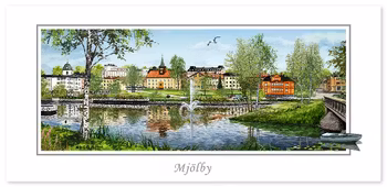 Vykort Mjölby Svartån