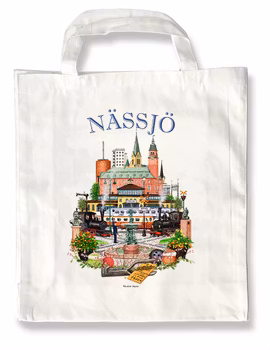 Tygkasse Nässjö emblem 37,5 x 40 cm bälg