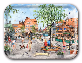 Bricka Halmstad St Torg  27 x 20 cm