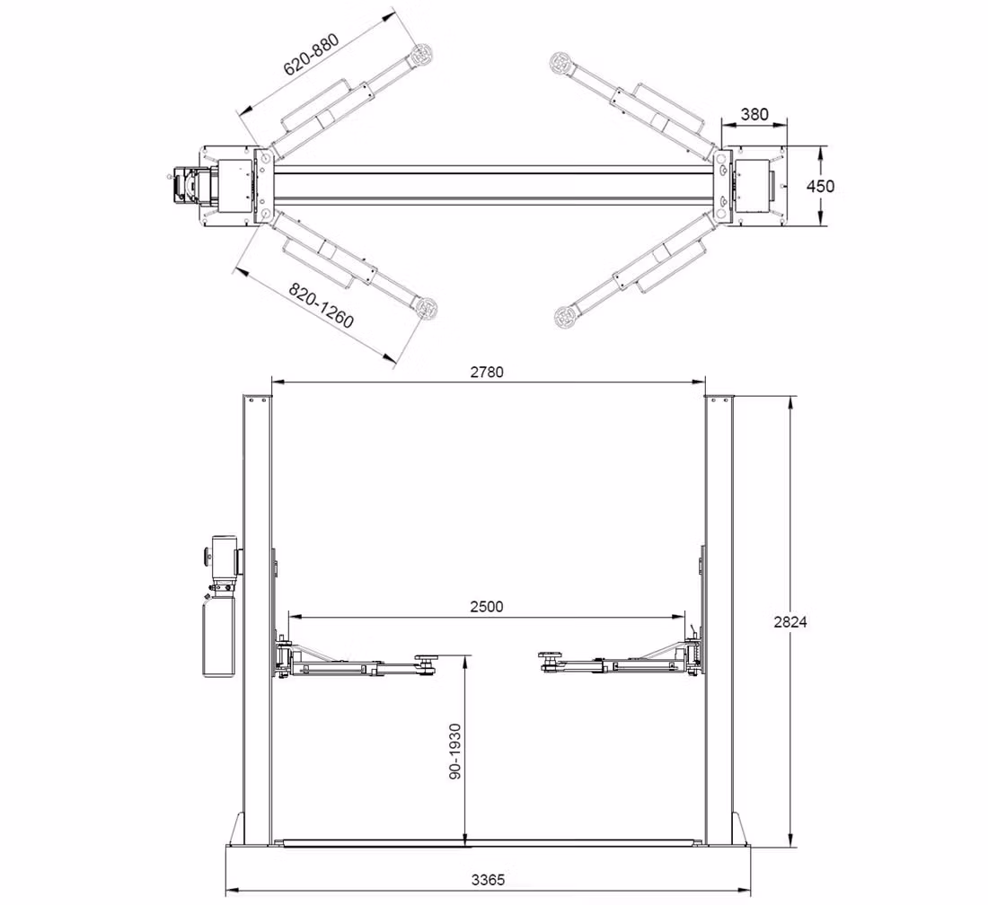 2-Pelarlyft 4T - REDATS L-200R med Grundram