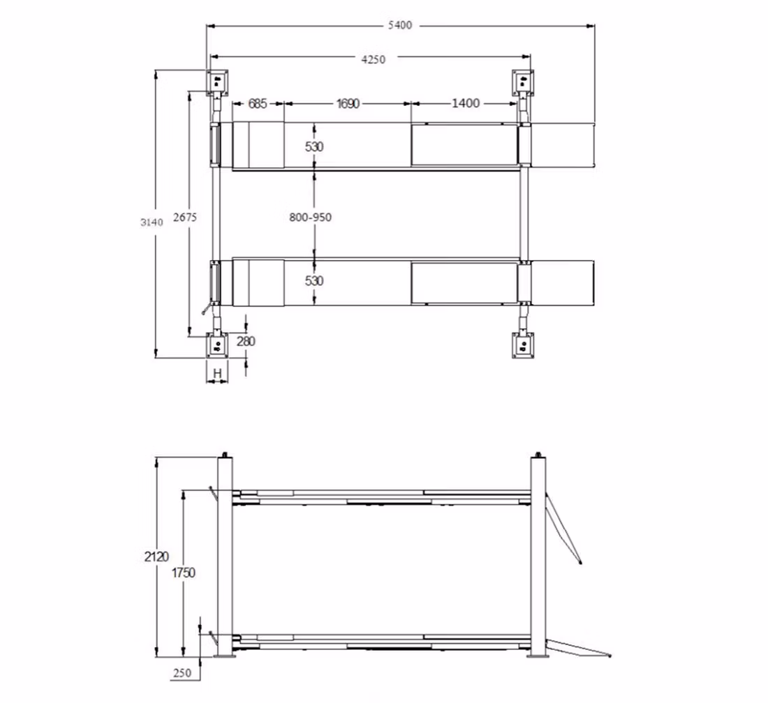 Halvautomatisk Fyrpelarlyft 4T - REDATS L-420