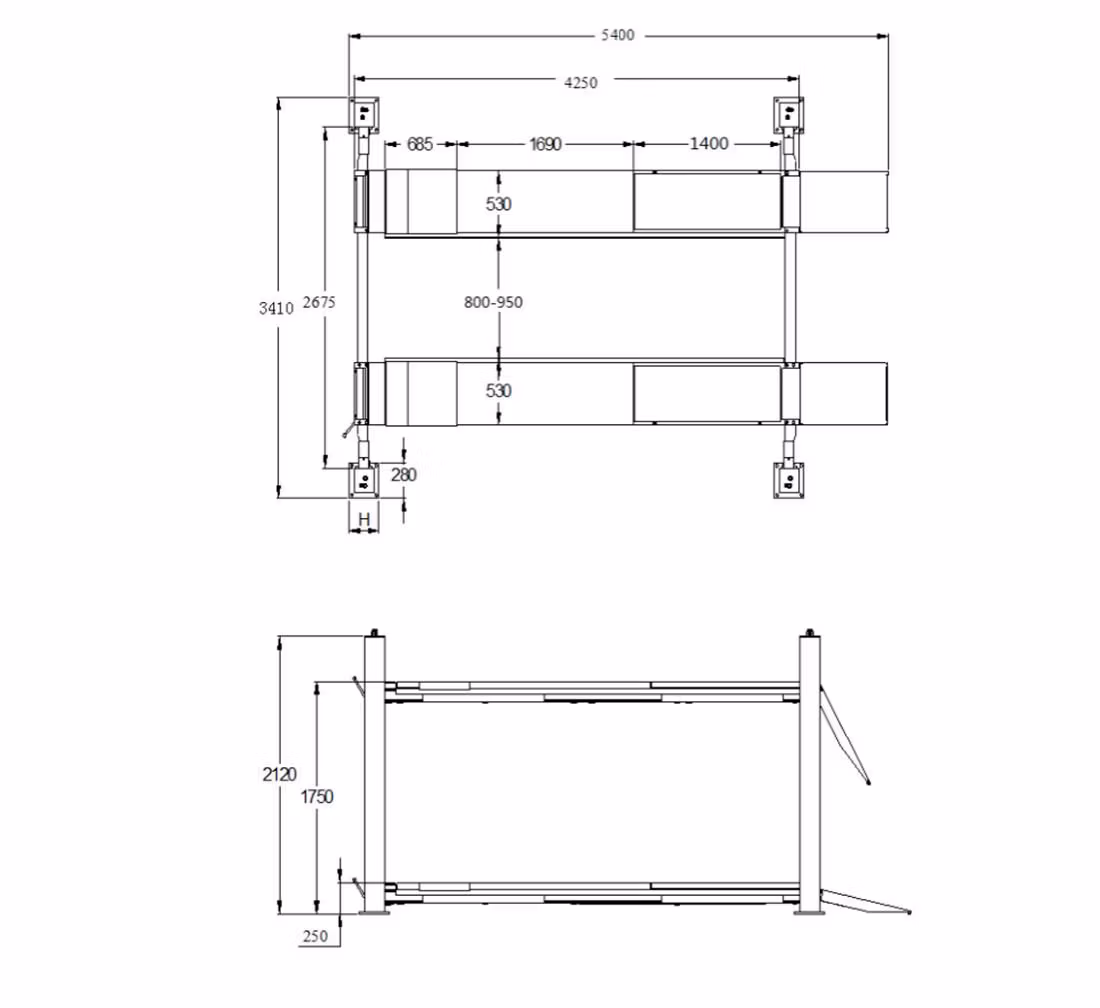 Halvautomatisk Fyrpelarlyft 4T - REDATS L-420