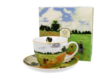 Tekopp Jumbo XL med fat och box - Monet- "Poppy Fields"