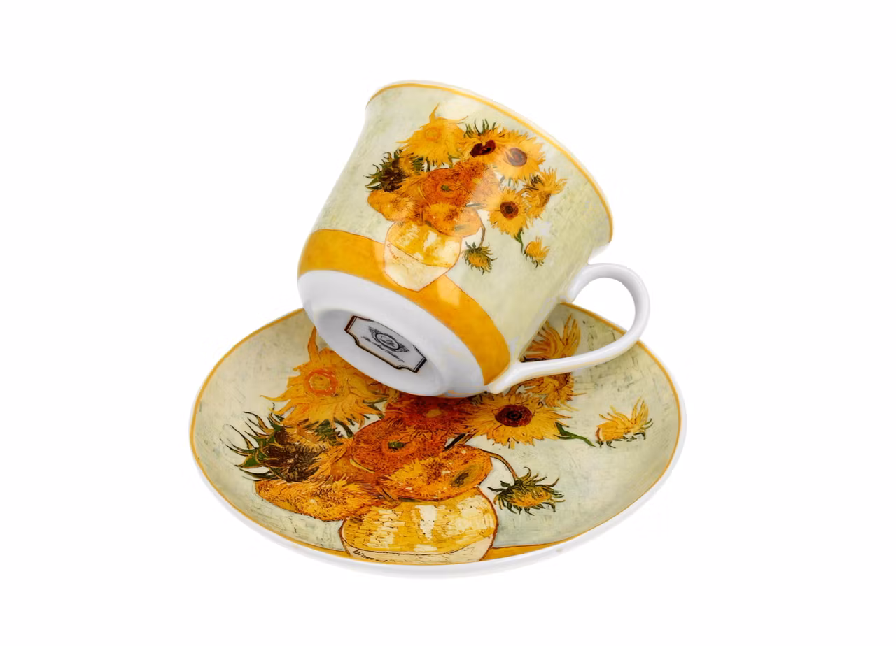 Tekopp Jumbo XL med fat och box - Van Gogh- "Sunflowers"