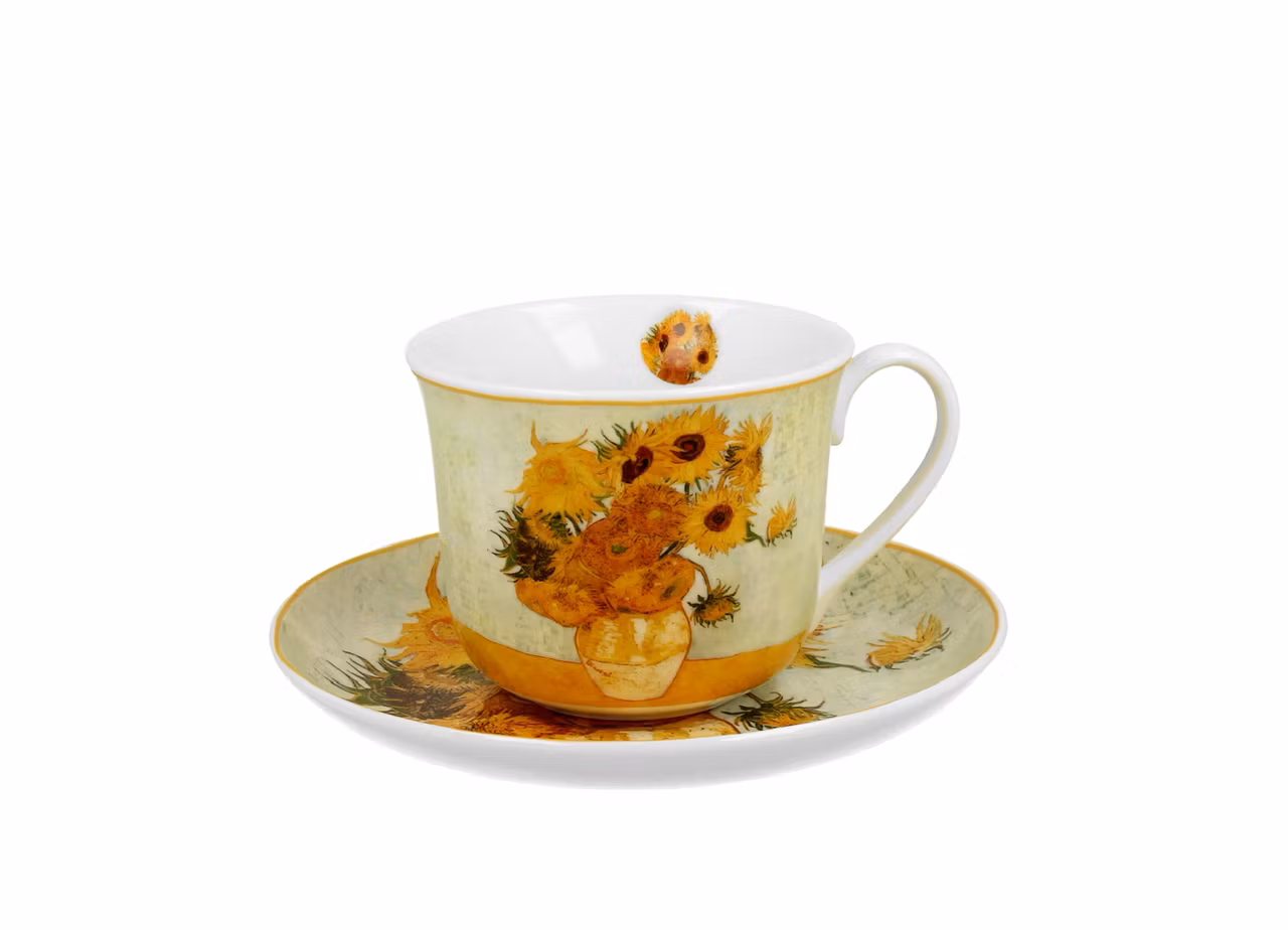 Tekopp Jumbo XL med fat och box - Van Gogh- "Sunflowers"