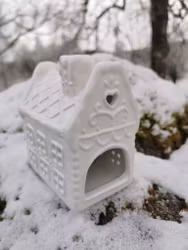 Vita pepparkakshus - Majas lyktor - Barncancerfonden