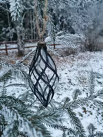 Glaskula 4 pack klarglas med svarta glittiga rutor. .