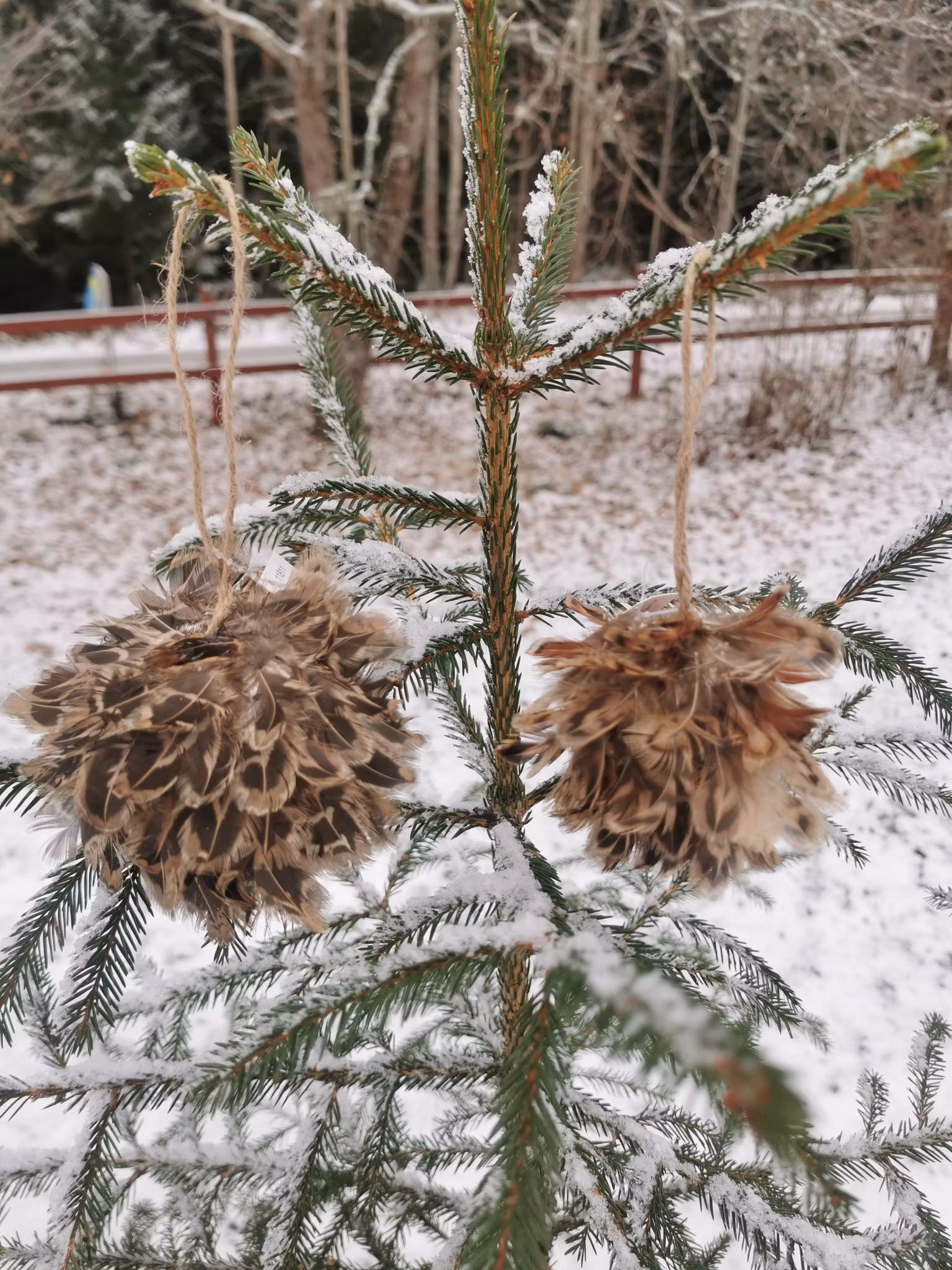 Fjäderbollar till julgranen