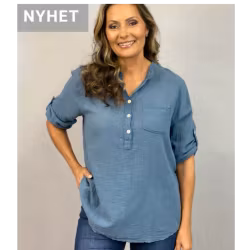 Skön blus i bomull med linnelook