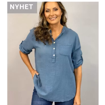 Skön blus i bomull med linnelook