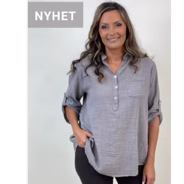 Skön blus i bomull med linnelook