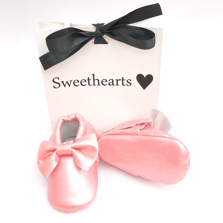 Sko till bebis Rosett Metallic Rosa 0-6 mån