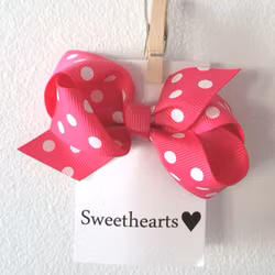 Rosettshop- Hårrosett Polkadot 8cm Classic MÖRKROSA
