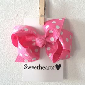 Rosettshop - Hårrosett Polkadot 8cm Classic ROSA