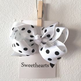 Rosettshop - Hårrosett Polkadot 8cm Classic VIT
