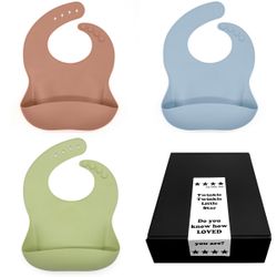 Doppresent pojke - Haklapp Latte, Dusty Blue & Green