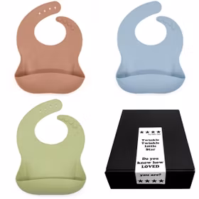 Doppresent pojke - Haklapp Latte, Dusty Blue & Green