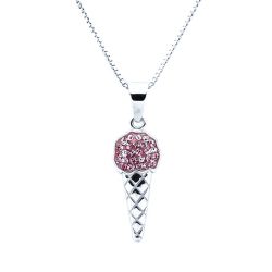 Doppresent flicka -  Silverhalsband GLASSTRUT ROSA