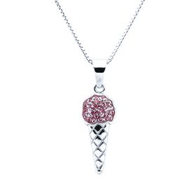 Doppresent flicka -  Silverhalsband GLASSTRUT ROSA