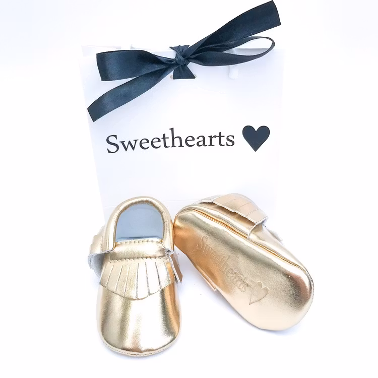 Doppresent flicka - Babyskor 6-12 mån CLASSIC Metallic Guld