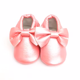 Doppresent flicka - Babyskor 6-12 mån ROSETT Metallic Rosa
