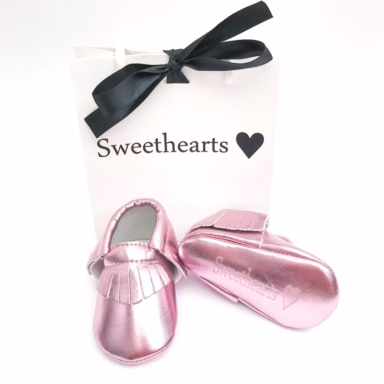 Doppresent flicka - Babyskor 3-6 mån CLASSIC Metallic Rosa