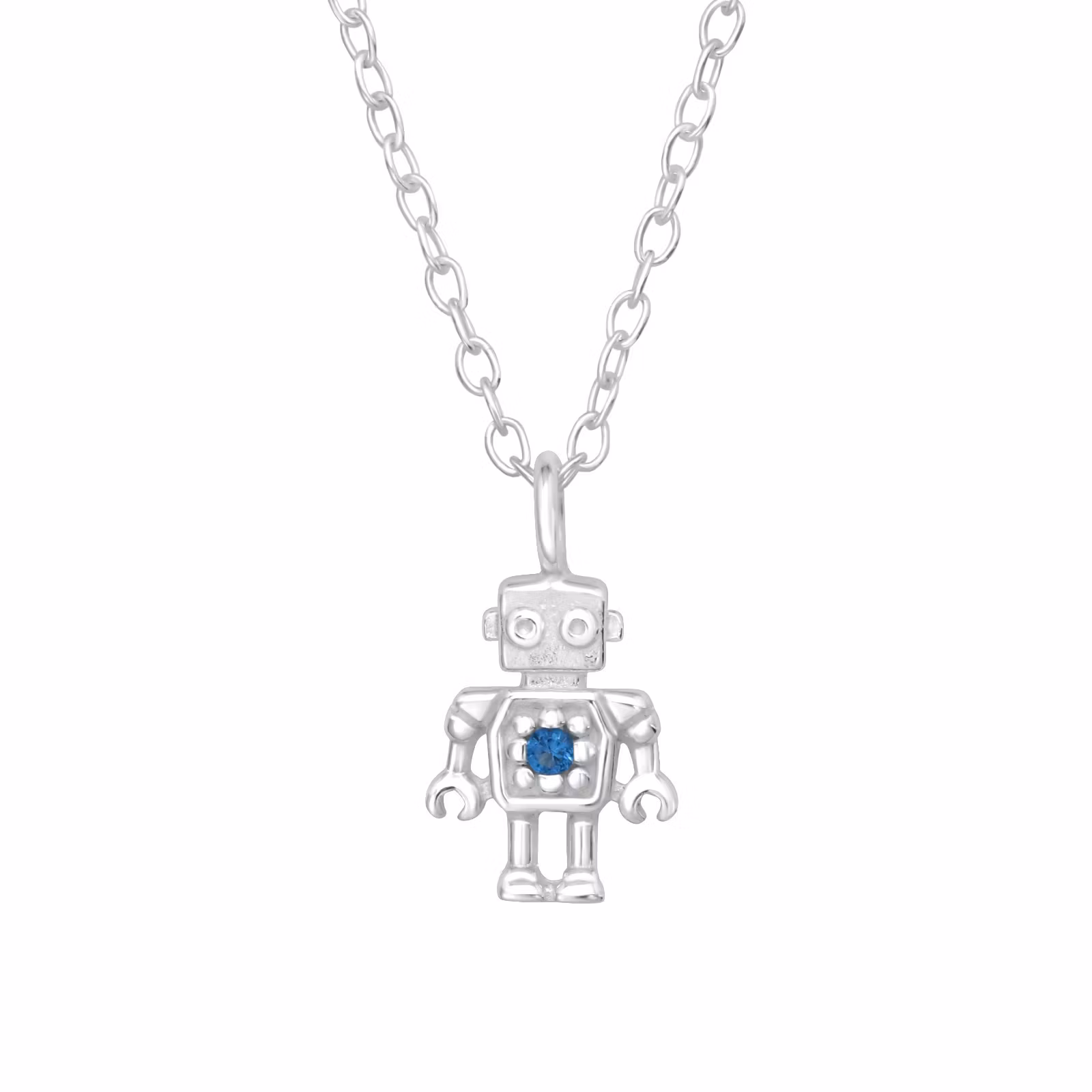 Halsband till pojke Robot - fint barnhalsband - barnsmycken i äkta 925 sterling silver
