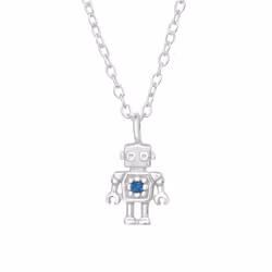 Halsband till pojke Robot - fint barnhalsband i äkta silver