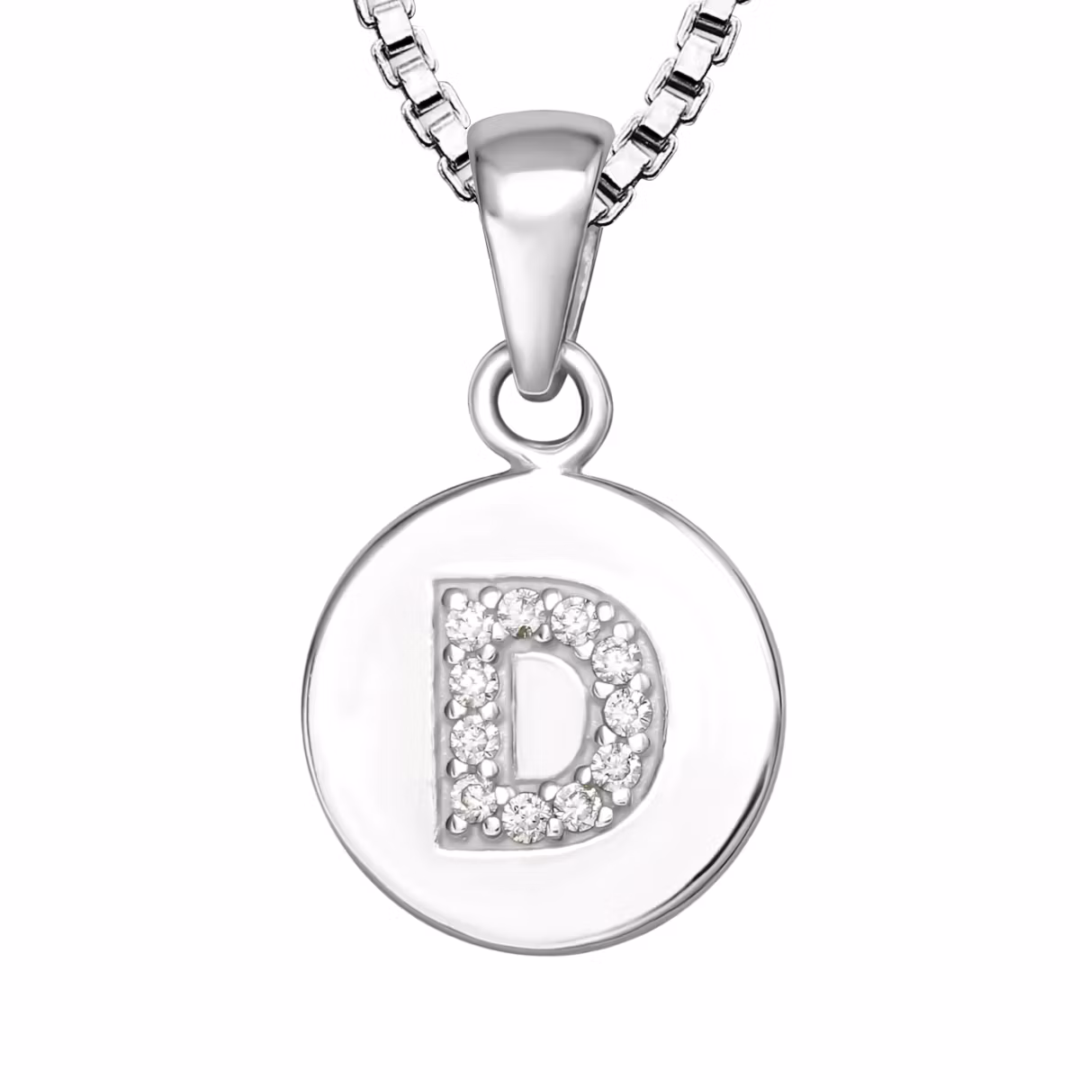 Halsband till pojke med berlock bokstav D - barnhalsband i äkta 925 sterling silver