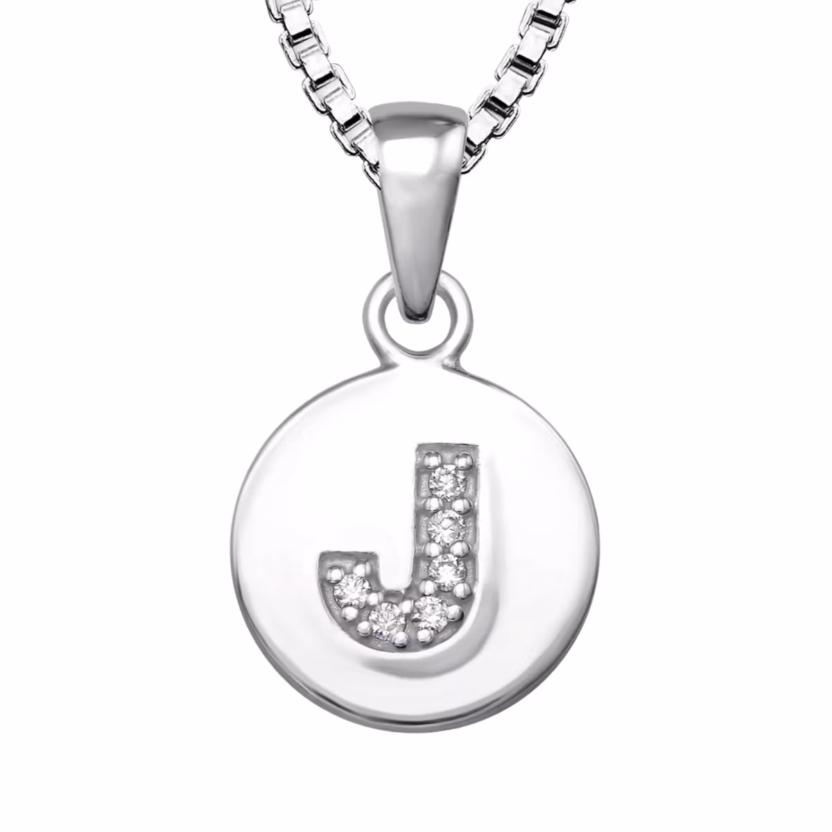 Halsband till pojke med berlock bokstav J - barnsmycken i äkta 925 sterling silver