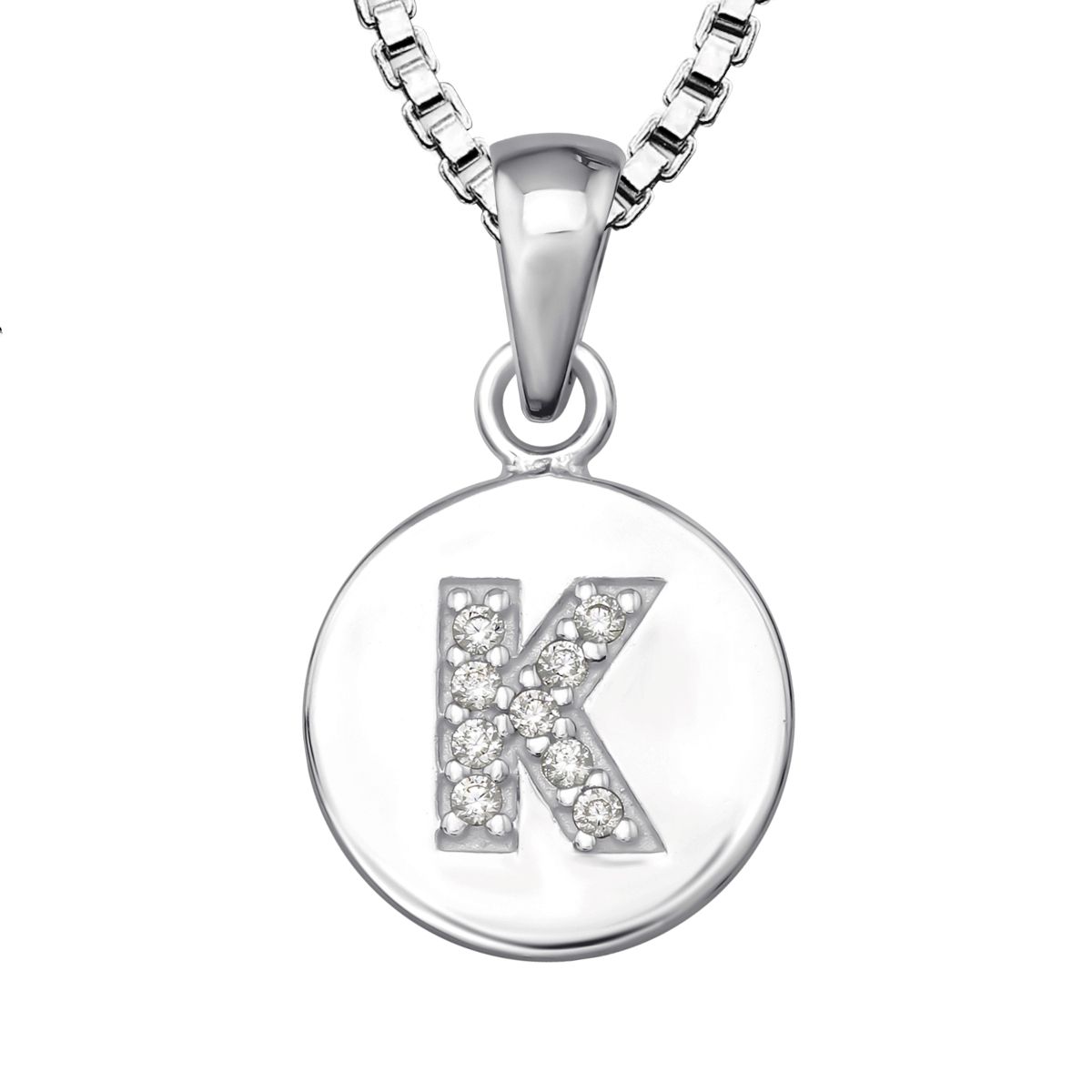 Halsband till pojke med berlock bokstav K - barnhalsband i äkta 925 sterling silver