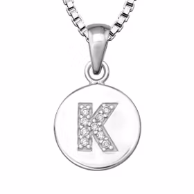 Halsband till pojke med bokstav K i äkta 925 sterling silver