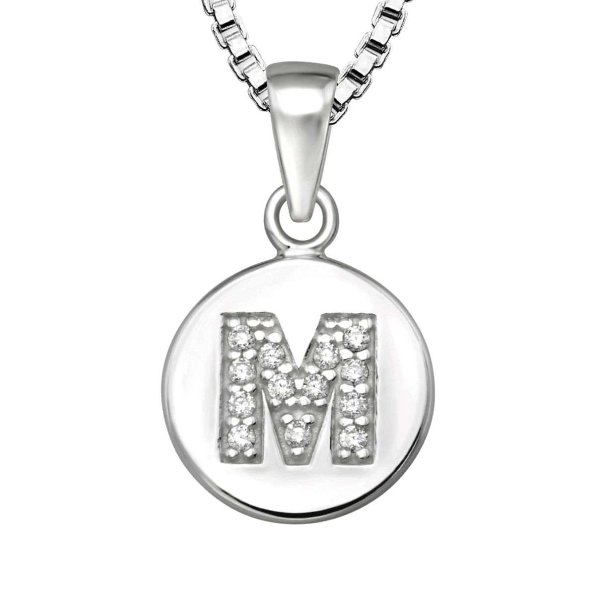 Halsband till pojke med berlock bokstav M - barnhalsband i äkta 925 sterling silver