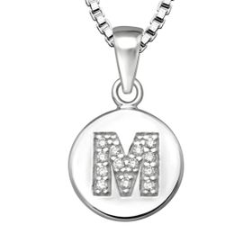 Halsband till pojke med bokstav M i äkta 925 sterling silver