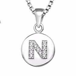 Halsband till barn med bokstav N i äkta 925 sterling silver