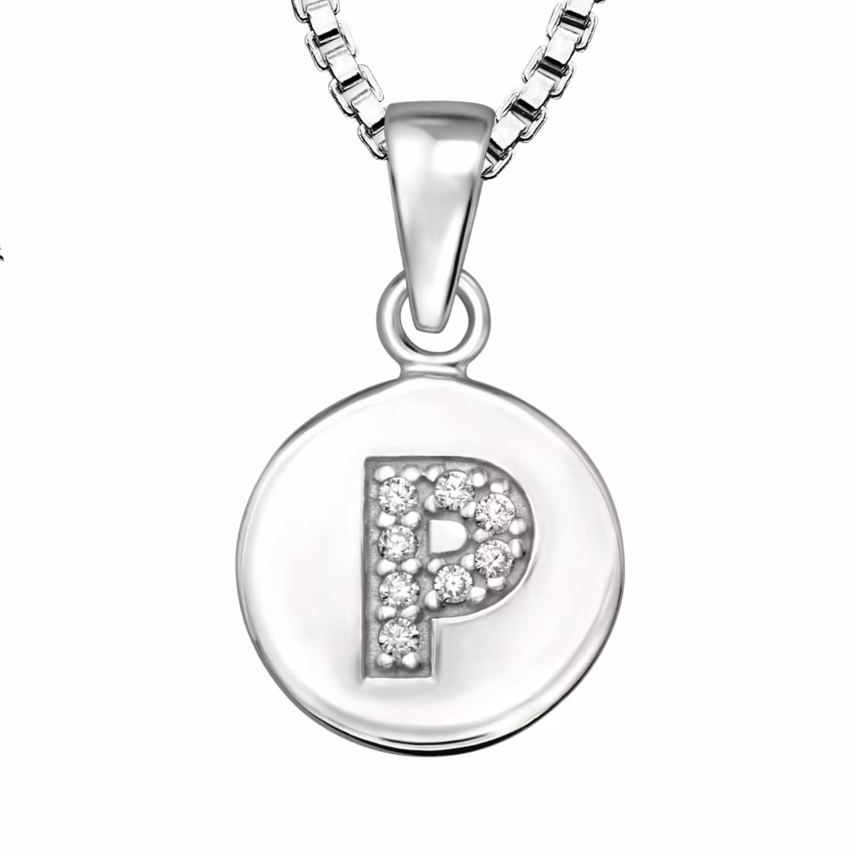 Halsband till pojke med berlock bokstav P - barnsmycken i äkta 925 sterling silver