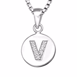 Halsband till pojke med bokstav V i äkta 925 sterling silver