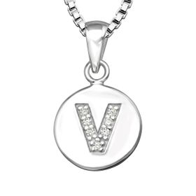 Halsband till pojke med bokstav V i äkta 925 sterling silver
