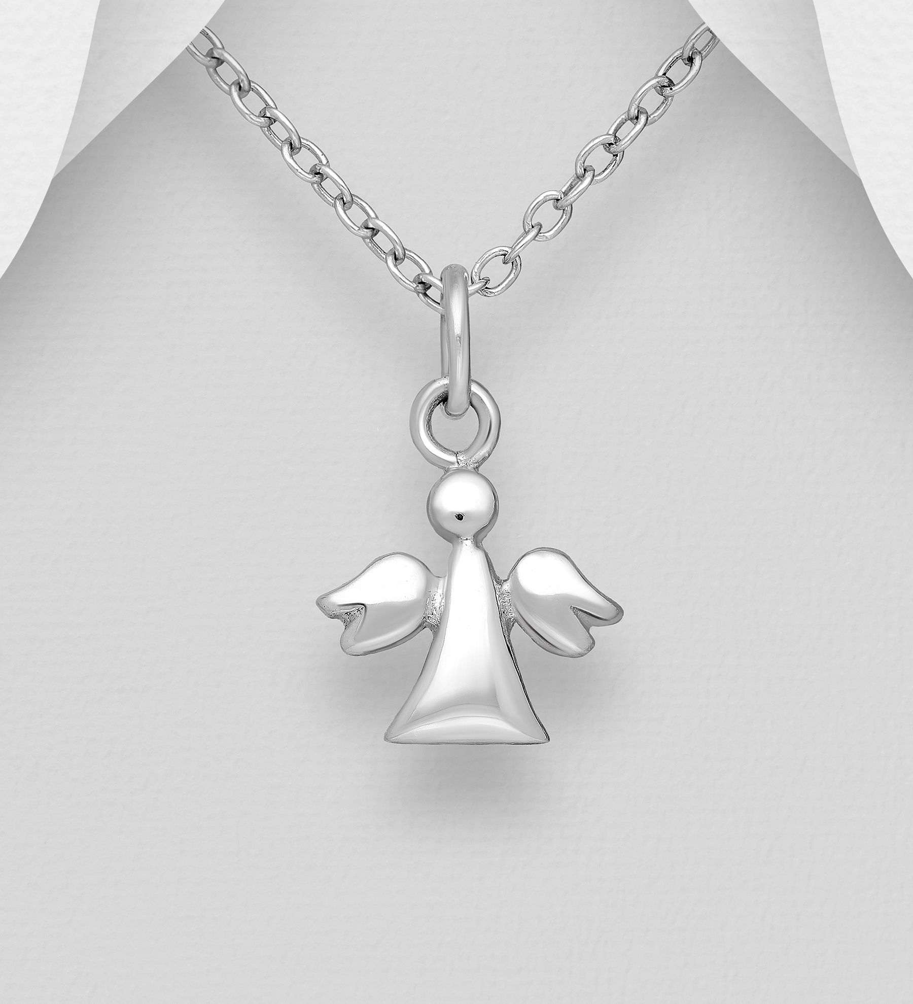 Doppresent flicka - silversmycke med en liten Skyddsängel - dopgåva Ängel i äkta 925 sterling silver