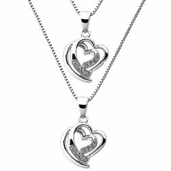 Halsband Hjärta - till Mor & Dotter i äkta silver