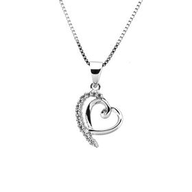 Halsband Hjärta - Silverhjärta med cubic zirkonia stenar