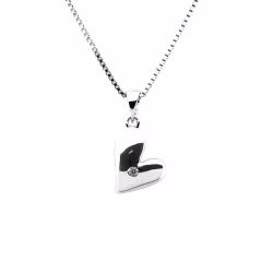 Halsband Hjärta - Silverhjärta med cubic zirkonia sten